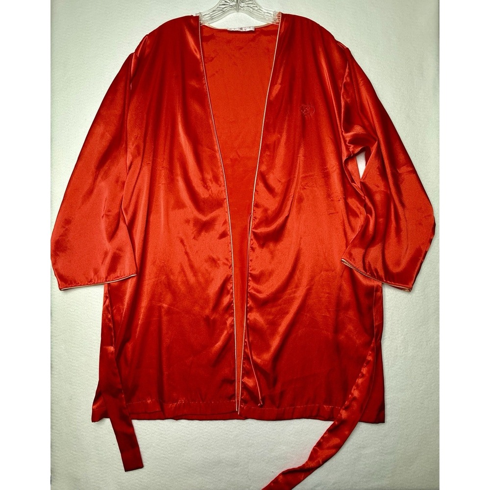 Oscar De Le Renta Pink Label Robe Sz 24W 35L Ruby Red Silky Coquette Sexy VTG